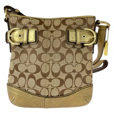 Pre-owned Coach Gold Signature Line Leather Pochette () In Multi