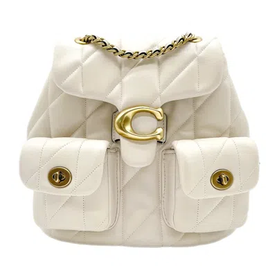 Pre-owned Coach Gold White Leather Backpack () In Gold, White