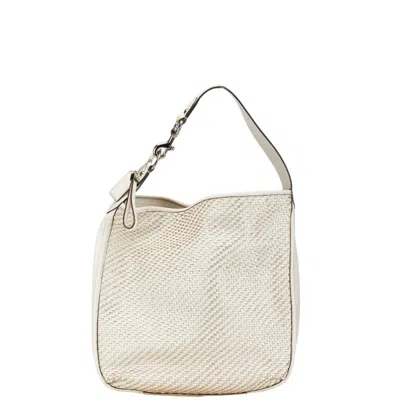 Pre-owned Coach Gold White Leather Shoulder Bag () In Multi