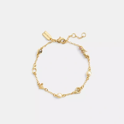 Coach Garden Charms Bracelet In Gold/multi