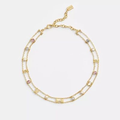Coach Garden Charms Choker Necklace In Gold/multi