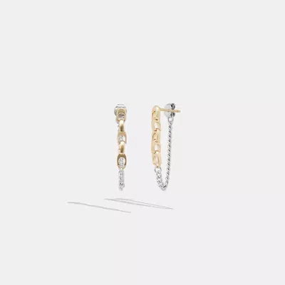 Coach Signature Mixed Chain Drop Earrings In Gold/silver