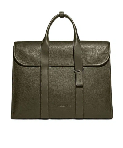 Coach Gotham 39 Large Logo Briefcase In Green