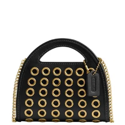 Coach Goument Top Handle Card Case In Black