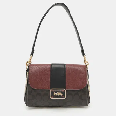 Pre-owned Coach Grace Multicolor Signature Canvas And Snakeskin Embossed Leather Shoulder Bag