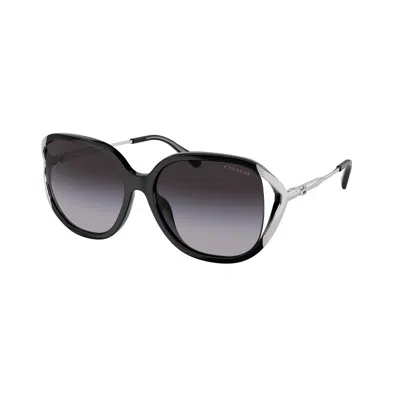 Coach Gradient Grey Oval Sunglasses Hc8396u 50028g 56 In Black