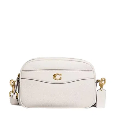 Coach Grained Leather Camera Bag In White
