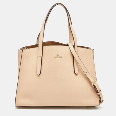 Coach Grained Leather Charlie Carryall Tote In Neutral