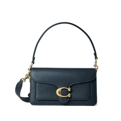 Coach Grained Leather Shoulder Bag In Black