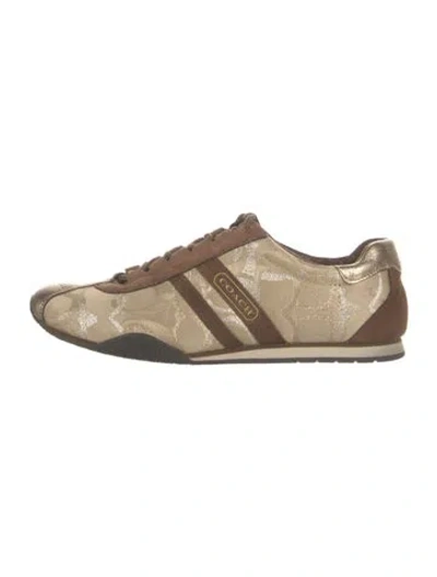 Pre-owned Coach Graphic Print Athletic Sneakers In Gold