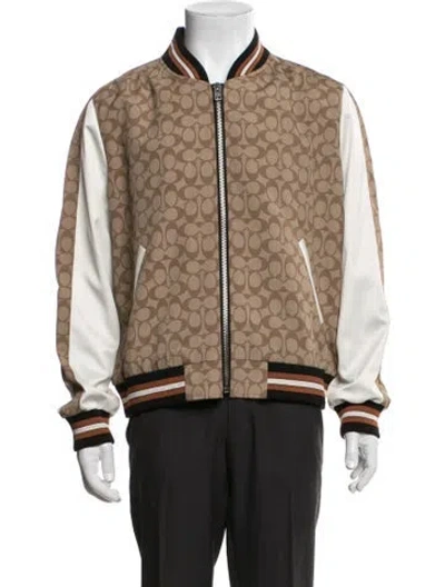 Pre-owned Coach Graphic Print Bomber Jacket In Brown