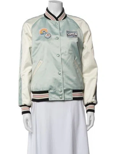 Pre-owned Coach Graphic Print Bomber Jacket In Green