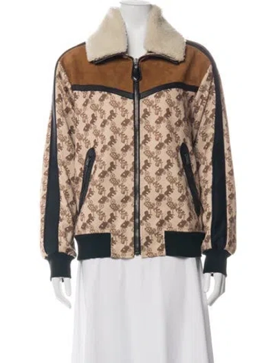 Pre-owned Coach Graphic Print Bomber Jacket In Neutral