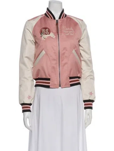 Pre-owned Coach Graphic Print Bomber Jacket In Pink