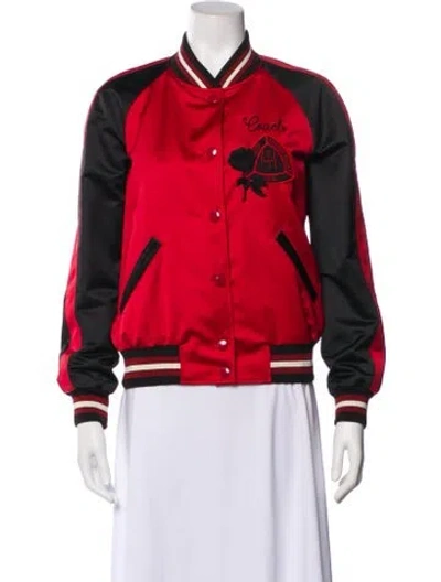 Pre-owned Coach Graphic Print Bomber Jacket In Red