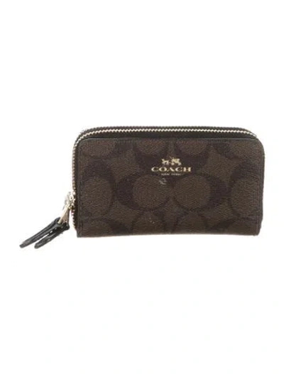 Pre-owned Coach Graphic Print Coin Pouch In Brown