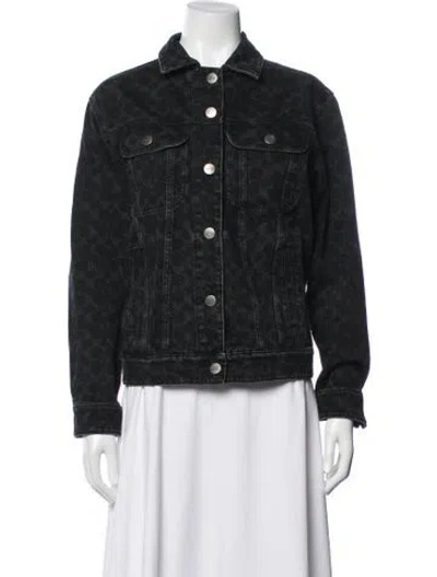 Pre-owned Coach Graphic Print Denim Jacket In Black