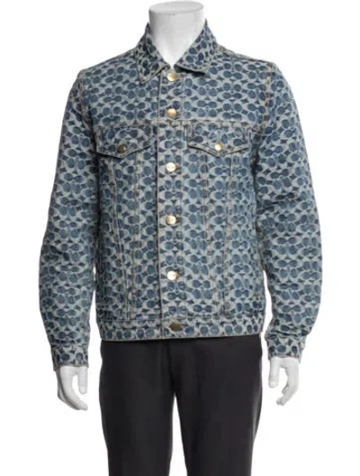 Pre-owned Coach Graphic Print Denim Jacket In Blue
