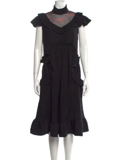 Pre-owned Coach Graphic Print Midi Length Dress In Black