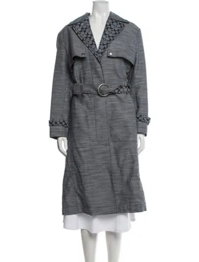 Pre-owned Coach Graphic Print Trench Coat In Gray