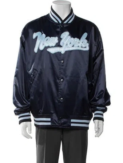 Pre-owned Coach Graphic Print Varsity Jacket In Blue