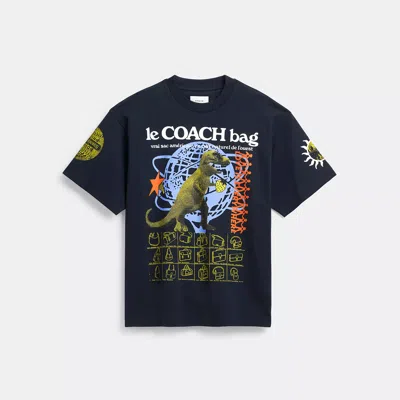Coach Graphic Relaxed T-shirt In Organic Cotton In Blue