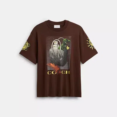 Coach Graphic Relaxed T Shirt In Organic Cotton In Brown