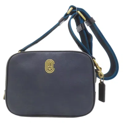 Pre-owned Coach Gray Navy Leather Shoulder Bag () In Multi