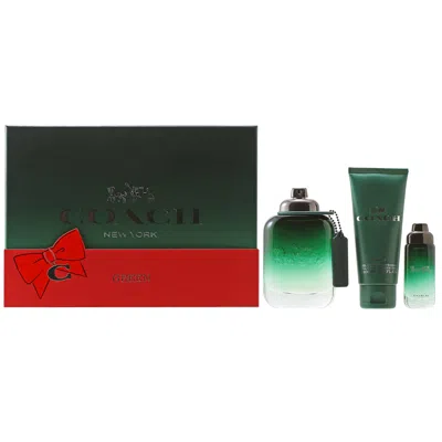 Coach Green 3 Pc Men Set 3.4 oz Edt/3.4 oz Shower Gel/0.5 Edt In Transparent