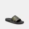 Coach Khaki Coated Canvas Pool Slides In Green/black
