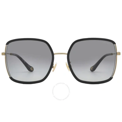 Coach Grey Gradient Butterfly Ladies Sunglasses Hc7139bd 934611 58 In Black / Gold / Grey