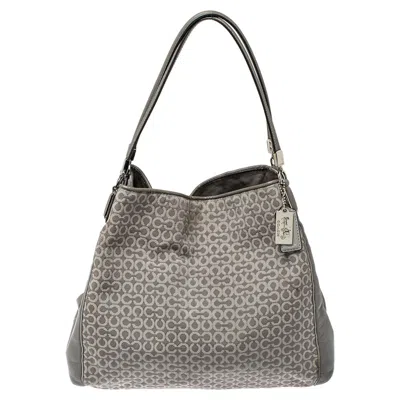 Coach Grey Signature Canvas And Leather Edie 31 Shoulder Bag In Gray