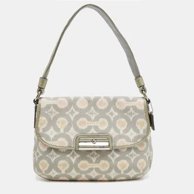 Pre-owned Coach Grey/multicolor Signature Canvas Op Art Kristin Shoulder Bag