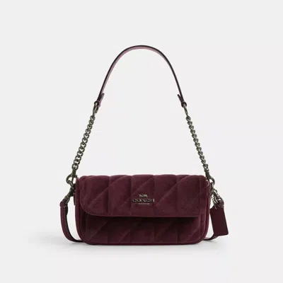 Coach Hailey Flap Bag In Organic Cotton With Quilting In Red