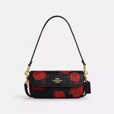 Coach Hailey Flap Bag With Floral Print In Red