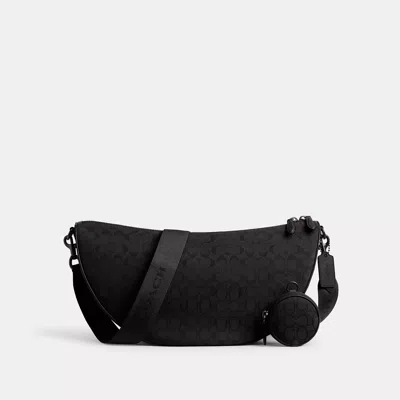 Coach Hall Soft Sling Bag 45 In Signature Jacquard In Black