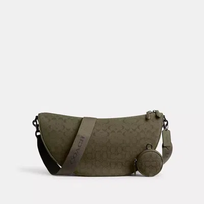 Coach Hall Soft Sling Bag 45 In Signature Jacquard In Olive Drab