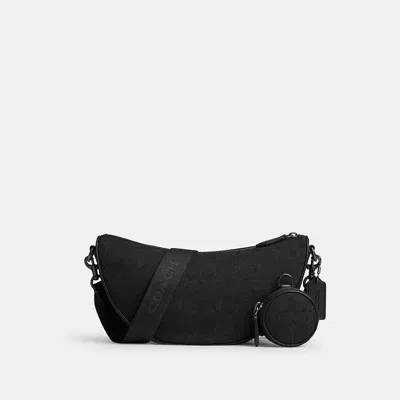Coach Hall Soft Sling Bag In Signature Jacquard In Black