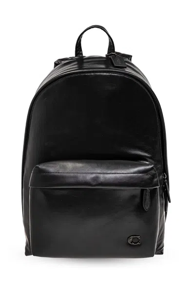 Coach Hall Leather Backpack In Black