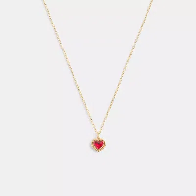 Coach Halo Heart Pendant Necklace In Gold/red
