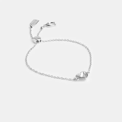 Coach Halo Heart Slider Bracelet In Silver