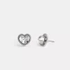 Coach Halo Heart Stud Earrings In Silver