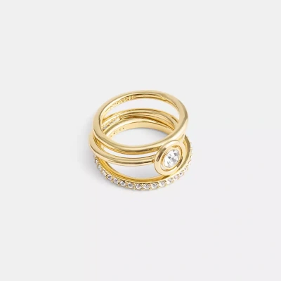 Coach Halo Round Ring Set In Gold