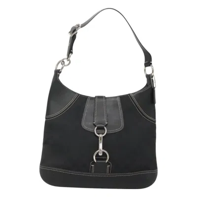 Pre-owned Coach Hampton Canvas Shoulder Bag () In Black