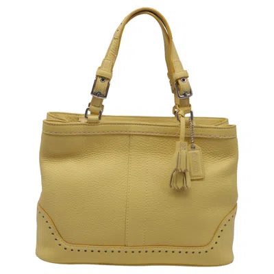 Coach Hampton Tasseled Satchel Handbag In Yellow Leather