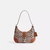 Coach Hamptons Hobo Bag In Crystal Signature Jacquard In Silver/burnished Amber
