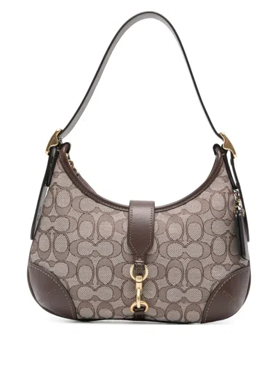 Coach Hamptonspatterned Buckle Shoulder Bag In Brown