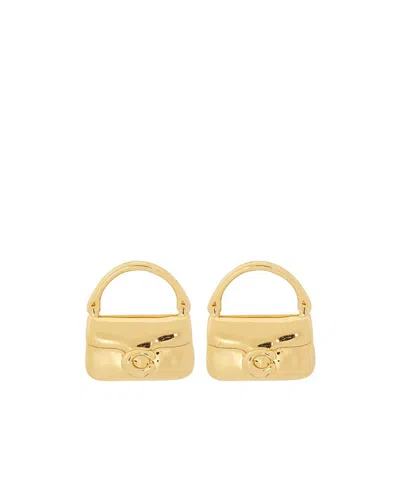 Coach Handbag Earrings In Gold