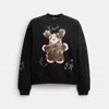 Coach Hare Graphic Raglan Crewneck Sweatshirt In Black