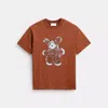 Coach Hare Graphic Signature Relaxed T Shirt In Burgundy